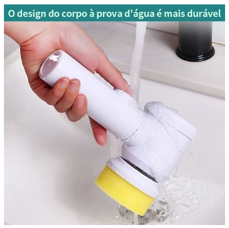 Escova Elétrica de Limpeza 5 em 1 Sem Fio Limpador Multiuso Prático Com Mais Duas Cabeças de Escova coisas diferentes para casa